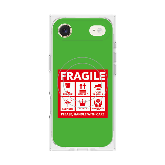 プレミアムスクエアケース with MagSafe［ FRAGILE Sticker - Green ］