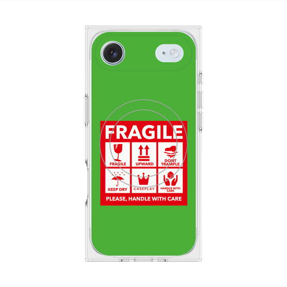 プレミアムスクエアケース with MagSafe［ FRAGILE Sticker - Green ］