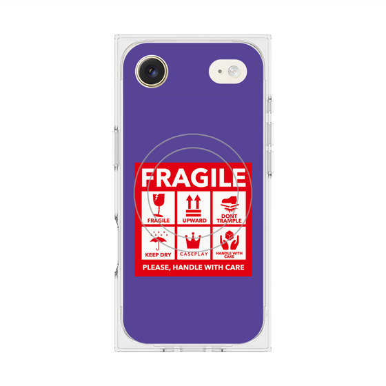 プレミアムスクエアケース with MagSafe［ FRAGILE Sticker - Purple ］