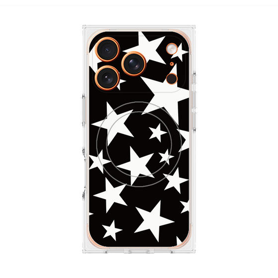 プレミアムスクエアケース with MagSafe［ Stars - Black ］