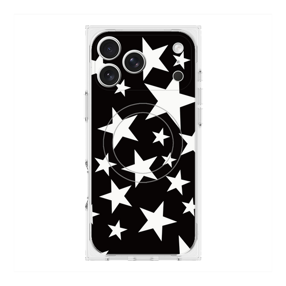 プレミアムスクエアケース with MagSafe［ Stars - Black ］