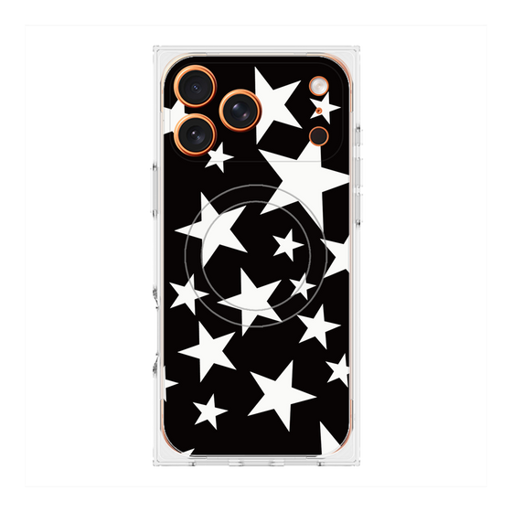プレミアムスクエアケース with MagSafe［ Stars - Black ］