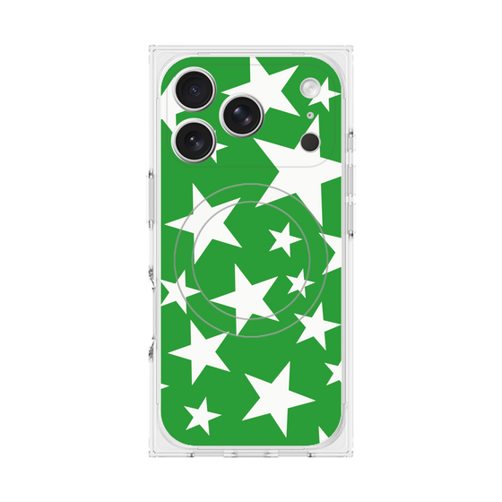 プレミアムスクエアケース with MagSafe［ Stars - Green ］