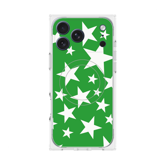 プレミアムスクエアケース with MagSafe［ Stars - Green ］