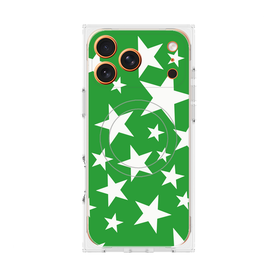プレミアムスクエアケース with MagSafe［ Stars - Green ］