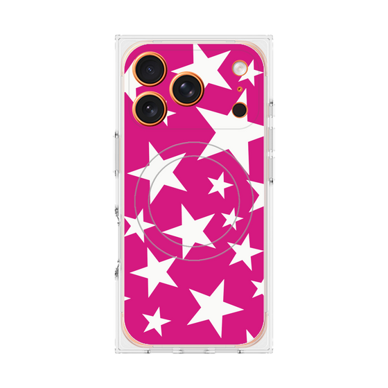 プレミアムスクエアケース with MagSafe［ Stars - Pink ］