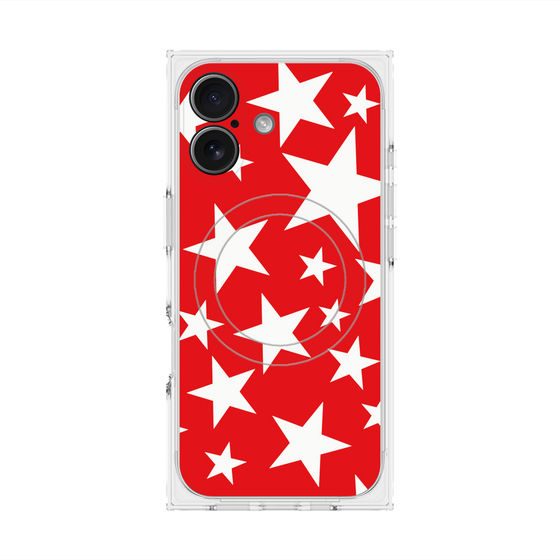 プレミアムスクエアケース with MagSafe［ Stars - Red ］