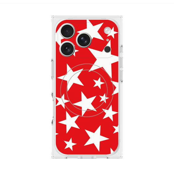 プレミアムスクエアケース with MagSafe［ Stars - Red ］
