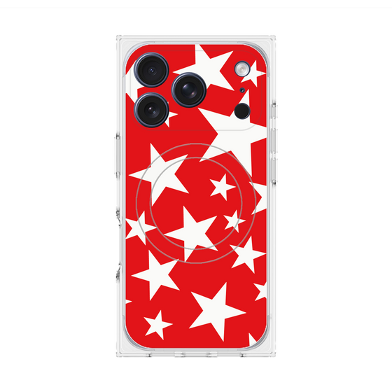 プレミアムスクエアケース with MagSafe［ Stars - Red ］