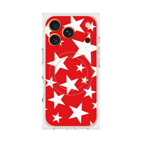 プレミアムスクエアケース with MagSafe［ Stars - Red ］