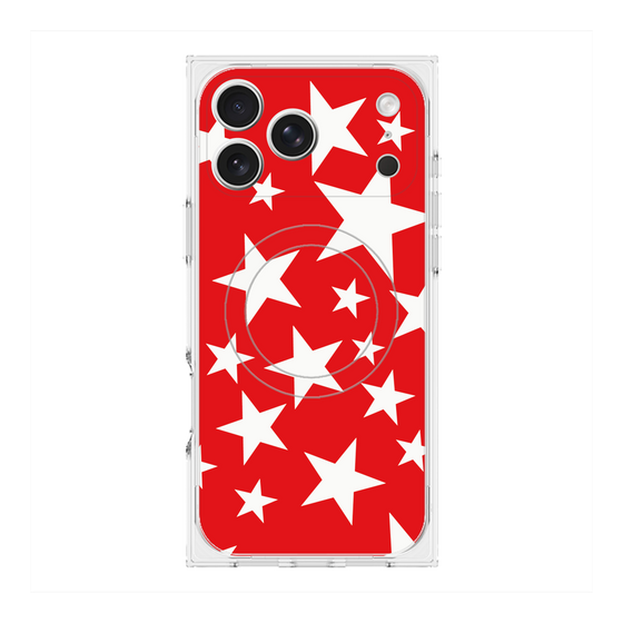 プレミアムスクエアケース with MagSafe［ Stars - Red ］