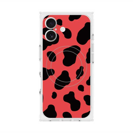 プレミアムスクエアケース with MagSafe［ Cow - Red ］