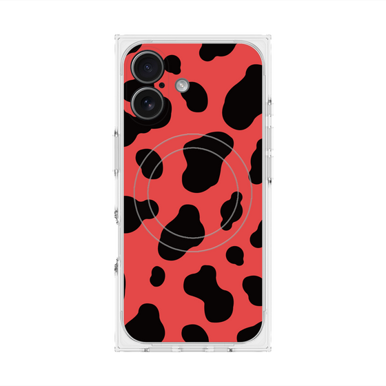 プレミアムスクエアケース with MagSafe［ Cow - Red ］