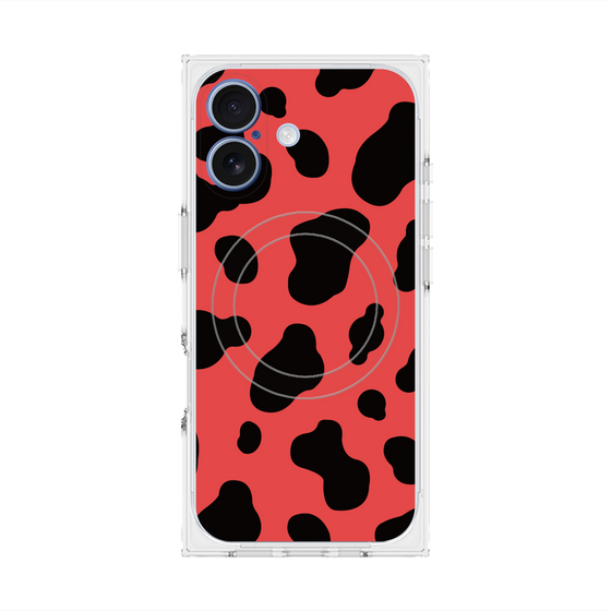 プレミアムスクエアケース with MagSafe［ Cow - Red ］