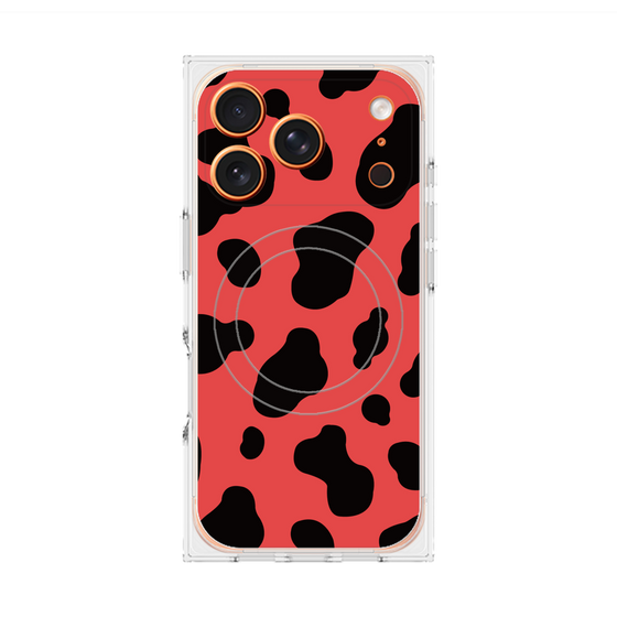 プレミアムスクエアケース with MagSafe［ Cow - Red ］