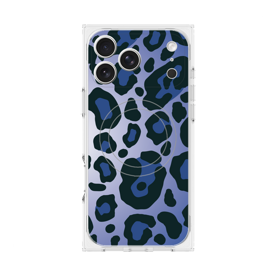プレミアムスクエアケース with MagSafe［ Leopard - Blue ］