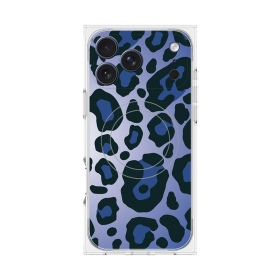 プレミアムスクエアケース with MagSafe［ Leopard - Blue ］