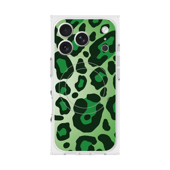 プレミアムスクエアケース with MagSafe［ Leopard - Green ］