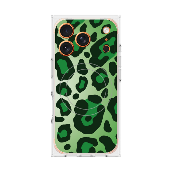 プレミアムスクエアケース with MagSafe［ Leopard - Green ］