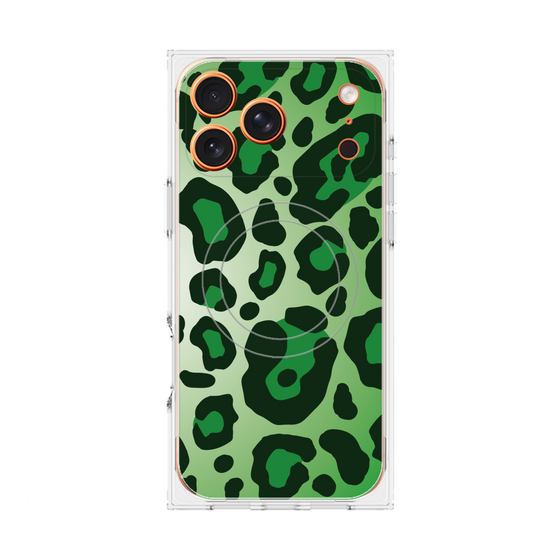 プレミアムスクエアケース with MagSafe［ Leopard - Green ］