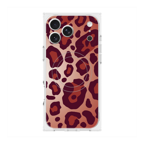 プレミアムスクエアケース with MagSafe［ Leopard - Red ］