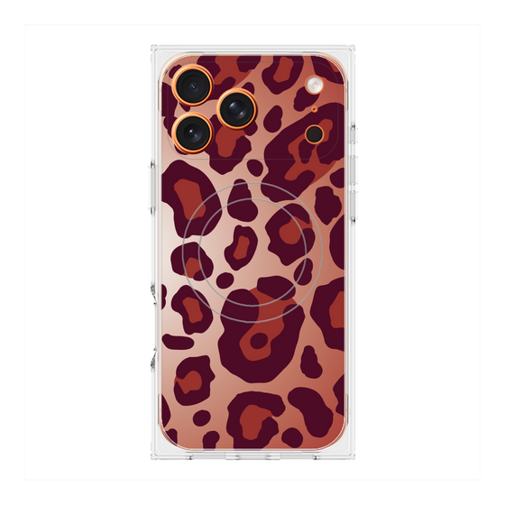 プレミアムスクエアケース with MagSafe［ Leopard - Red ］
