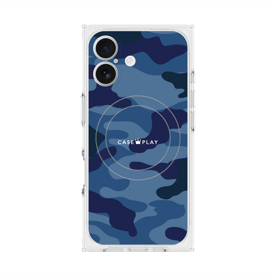 プレミアムスクエアケース with MagSafe［ Camouflage - Blue ］