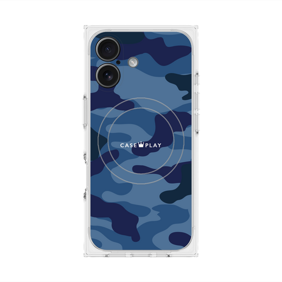 プレミアムスクエアケース with MagSafe［ Camouflage - Blue ］