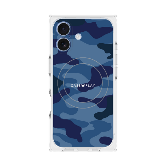プレミアムスクエアケース with MagSafe［ Camouflage - Blue ］