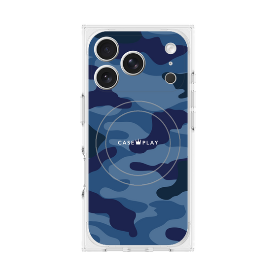 プレミアムスクエアケース with MagSafe［ Camouflage - Blue ］