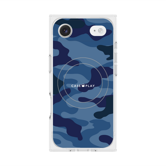 プレミアムスクエアケース with MagSafe［ Camouflage - Blue ］