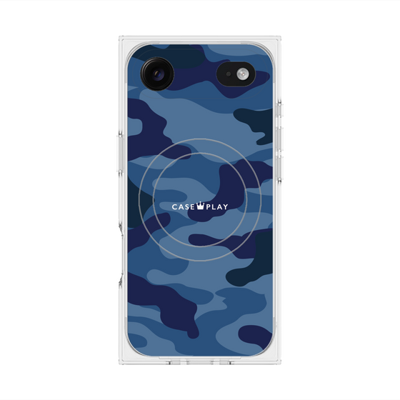 プレミアムスクエアケース with MagSafe［ Camouflage - Blue ］