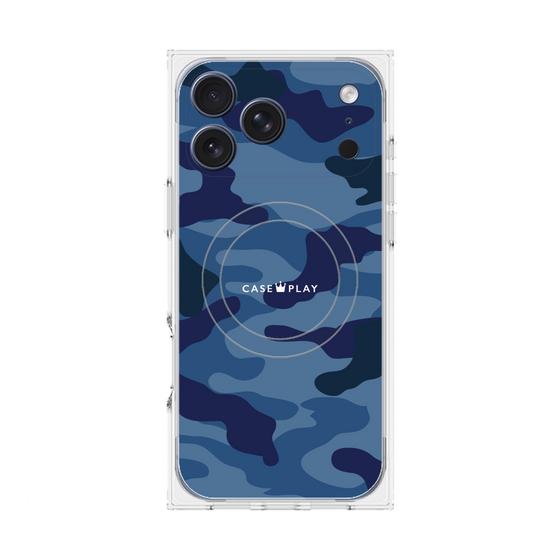 プレミアムスクエアケース with MagSafe［ Camouflage - Blue ］