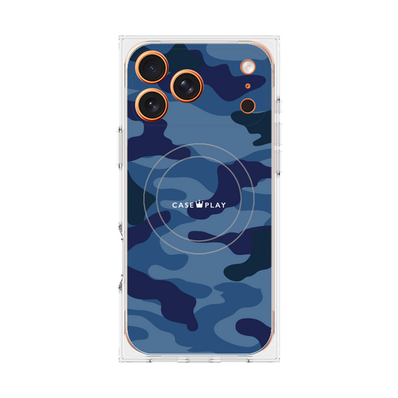 プレミアムスクエアケース with MagSafe［ Camouflage - Blue ］