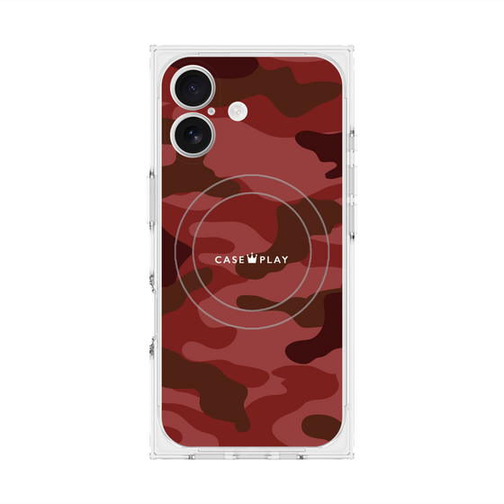 プレミアムスクエアケース with MagSafe［ Camouflage - Red ］