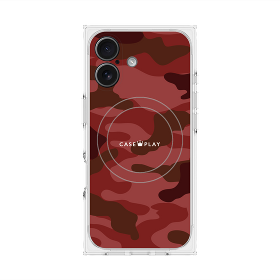 プレミアムスクエアケース with MagSafe［ Camouflage - Red ］