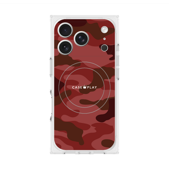 プレミアムスクエアケース with MagSafe［ Camouflage - Red ］