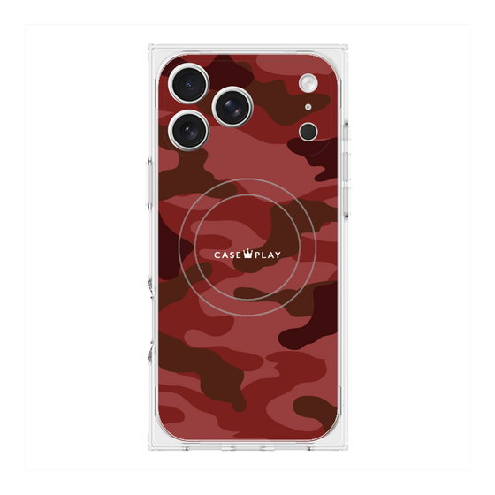 プレミアムスクエアケース with MagSafe［ Camouflage - Red ］