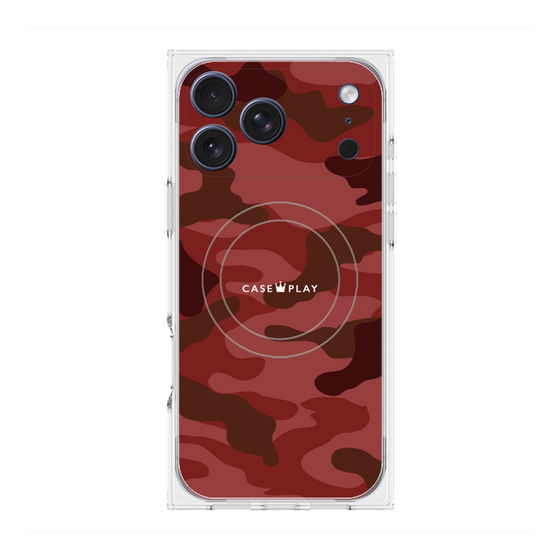 プレミアムスクエアケース with MagSafe［ Camouflage - Red ］