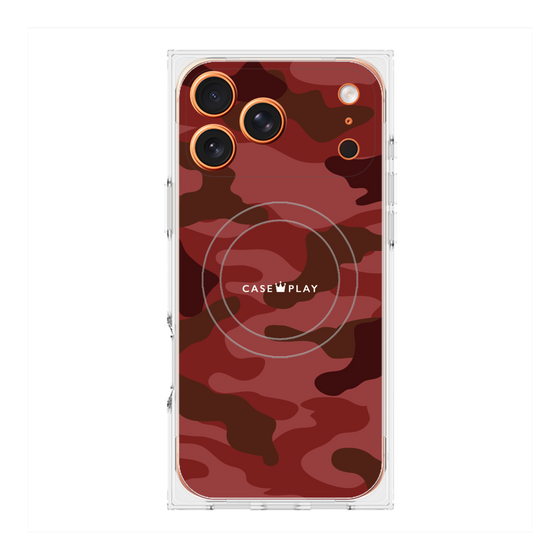 プレミアムスクエアケース with MagSafe［ Camouflage - Red ］