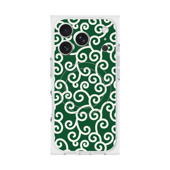 プレミアムスクエアケース with MagSafe［ 唐草模様 - Green ］