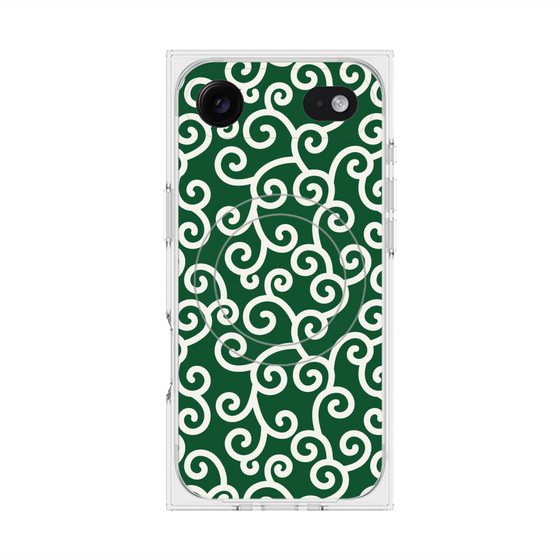 プレミアムスクエアケース with MagSafe［ 唐草模様 - Green ］