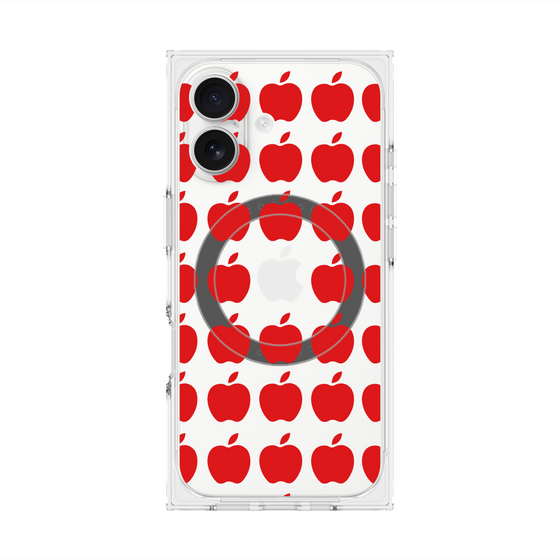 プレミアムスクエアケース with MagSafe［ Apple - Red ］