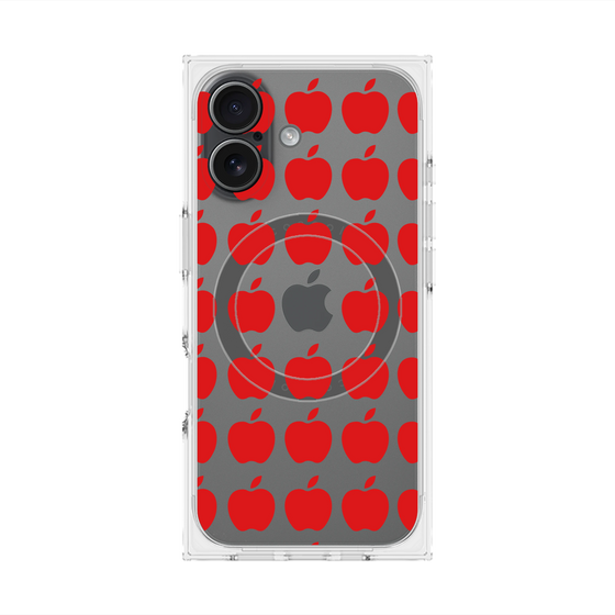 プレミアムスクエアケース with MagSafe［ Apple - Red ］