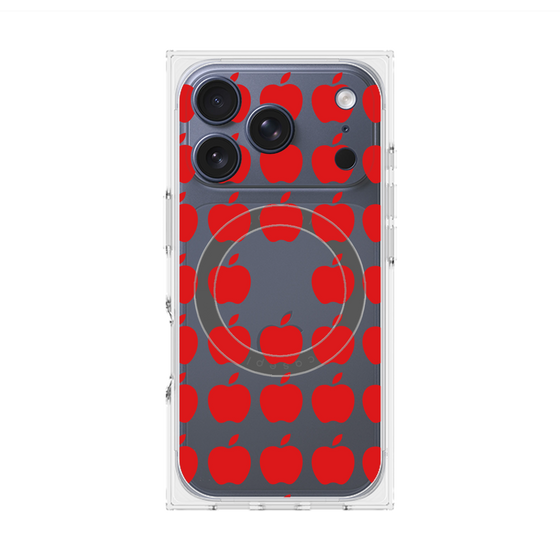 プレミアムスクエアケース with MagSafe［ Apple - Red ］