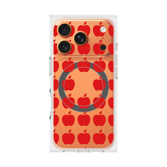 プレミアムスクエアケース with MagSafe［ Apple - Red ］
