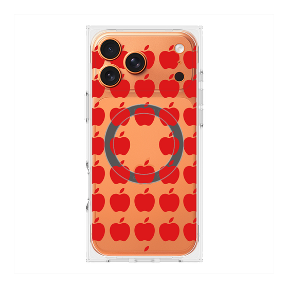 プレミアムスクエアケース with MagSafe［ Apple - Red ］
