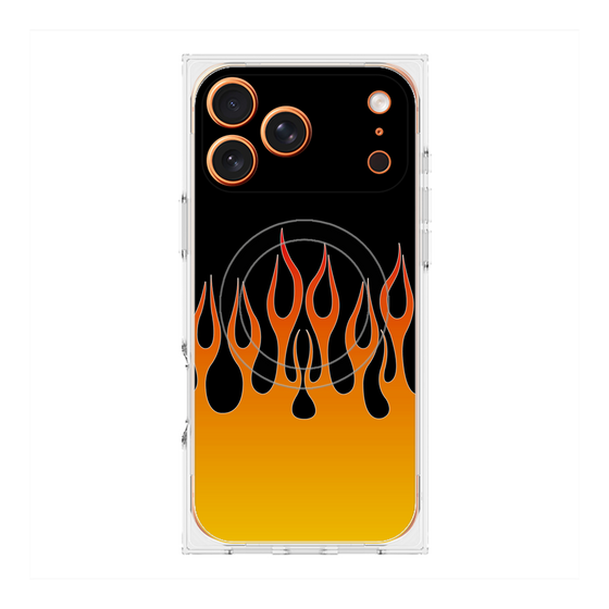 プレミアムスクエアケース with MagSafe［ 炎 - Orange ］