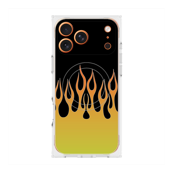 プレミアムスクエアケース with MagSafe［ 炎 - Yellow ］