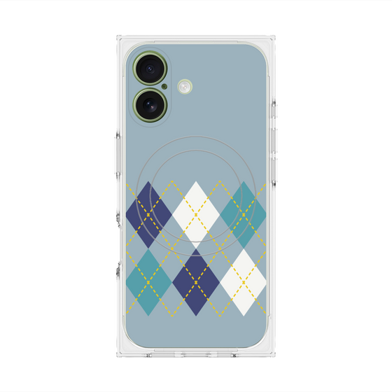 プレミアムスクエアケース with MagSafe［ Nordic Argyle - Blue ］